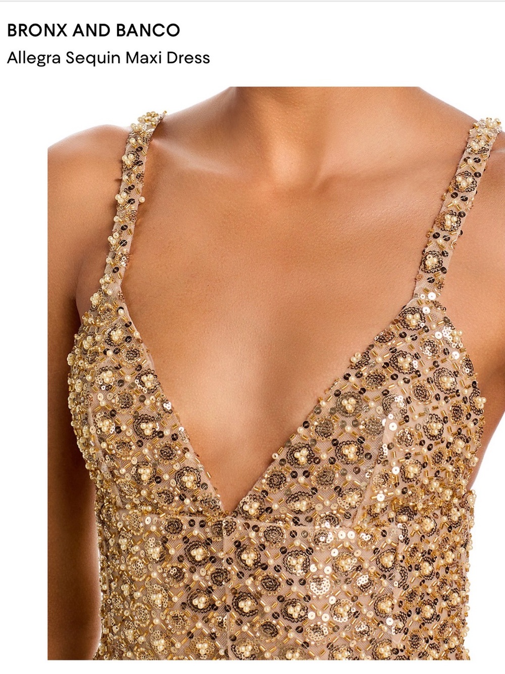 Bronx and Banco Gold Sequin V-Neck Maxi Dress - Picture 3 of 6
